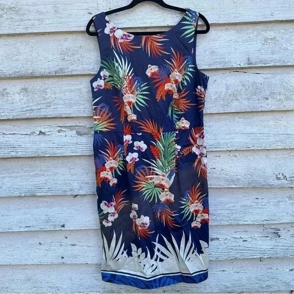 Talbots Sheath Sleeveless Knee Length Dress Tropical Sz 10 in good condition - Picture 1 of 5